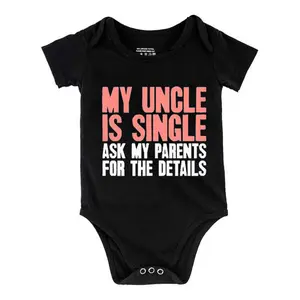 My Uncle Is Single Ask My Parents For The Details Baby Bodysuit Funny Babys Short Sleeve Onesies Romper for Infant Newborn Boys Girls Soft Casual Outfit with Snap Closures for Easy Diaper Change