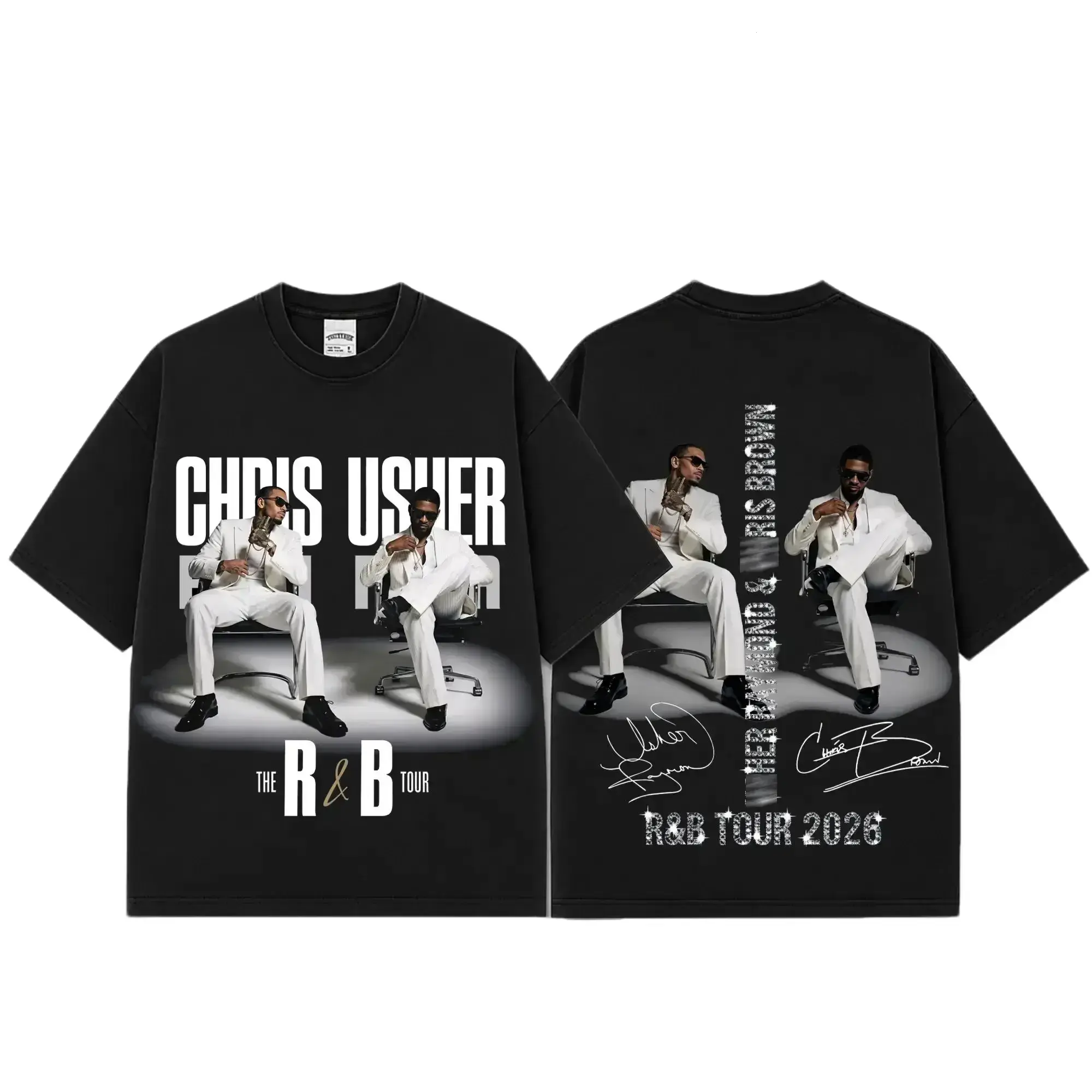 [FREE SHIP] Brown x Raymond The R&B Tour 2026 Premium Cotton T-Shirt, Black White R&B Concert Graphic Tee, Hip-Hop Soul Music Fan Shirt