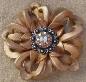 Gold Lotus Flower With Antique Silver Champagne and AB 1" Concho