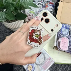 Cute Cat Reading Phone Grip – “Please Go Away I’m Reading” PopSocket, Fun Cozy Book Accessory for Teens & Animal Lovers