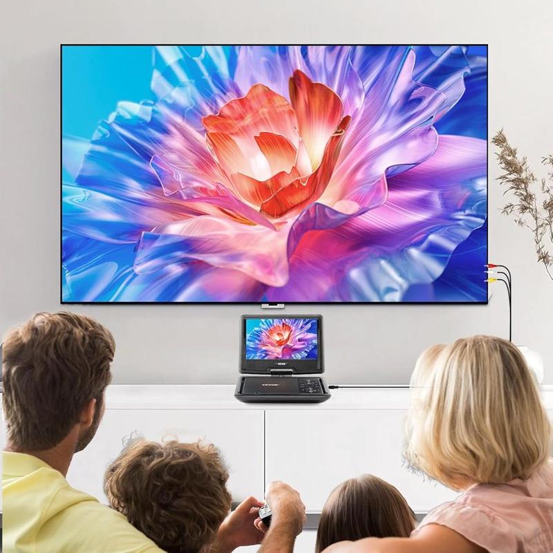 VEVOR Portable DVD Player, 10.1 inch HD Swivel Display Screen, 4 Hours Built - in Rechargeable Battery, Dual Speakers, Support Sync TV/USB/SD Card/CD/DVD, Car Charger, AC Power Adapter, Remote Control