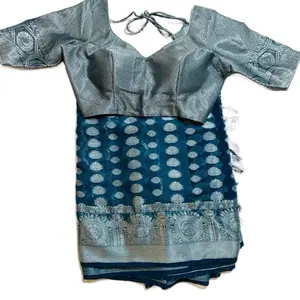 Multicolor Embroidery Work Ready to Wear Saree with Heavy Jari Border, Lightweight Party Wear for Women - partywear , Womenswear Asian