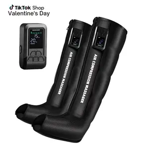 Cordless Air Compression Leg Massager Rechargeable Full-Leg Wrap with 3-Zone Sequential Modes & 5 Adjustable Intensities for Relaxing Therapy Black