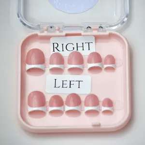 Short French Tip Press on Nails - Luxury Reusable Builder Gel Sculpted Nails