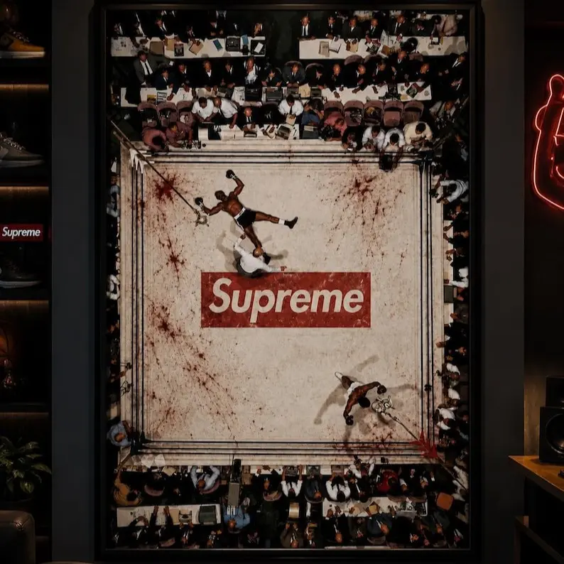 Supreme Boxing Ring Poster, Hypebeast Home Decor, Boxing Room Decor Supreme Boxing Ring Poster, Hypebeast Home Decor, Boxing Room Decor