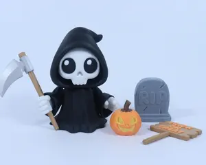 Printverse MrSpinner Grim Reaper with Bonus Halloween Accessories 3D Printed Articulated Design Spooky Season Fun Decor for Halloween Fidget Toy - Gift Ready