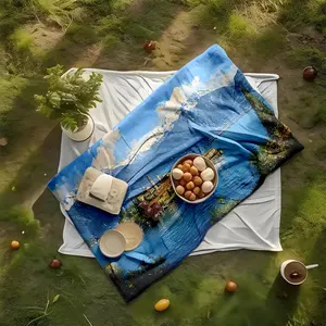 1 piece Snowy mountain scenery of Lake Como and Bellagio Island, Italy themed flannel blanket - Oversized comfortable flannel sofa blanket, suitable for beds and sofas, modern geometric pattern design, all-season use, digital printing, 100%