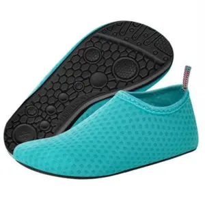 Kids Water Shoes Barefoot Aqua Socks - Lightweight Breathable Quick Dry Non-Slip Rubber Sole, Beach Pool Swim Shoes for Boys Girls Toddler, Summer Outdoor Stream Hiking Water Sports, Pink Rose Red Blue Purple Solid Color Unisex