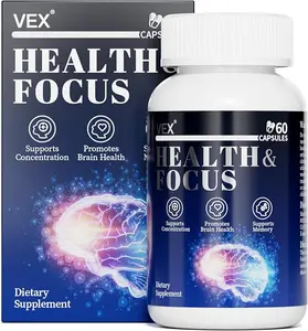 VEX Brain Support & Immune Support Supplement for Memory & Focus – Vitamin B12, Folic Acid & Herbal Extract Formula with Lion’s Mane & Ginkgo Biloba – Daily Cognitive Support – 60 Capsules – Dietary Supplement