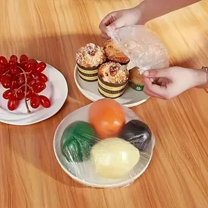 Reusable Elastic Food Storage Covers, Transparent Stretchable Plastic Film, Odorless Alternative to Aluminum Foil, 100pcs Set