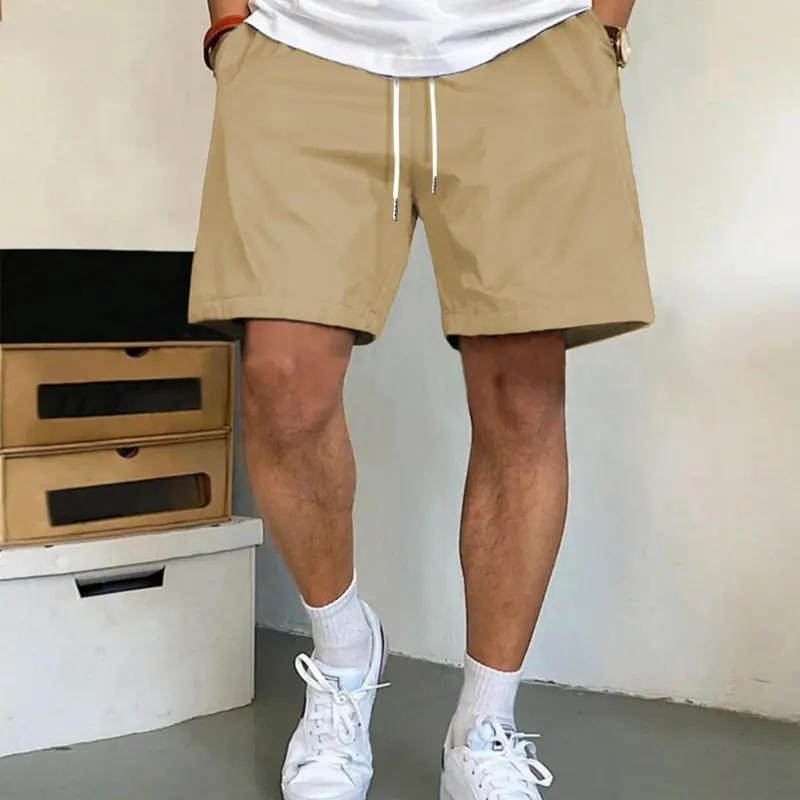 Men's Solid Color Casual Drawstring, Regular Fit Casual Comfy Breathable Lightweight Shorts for Summer, Men's Bottoms for Daily Wear