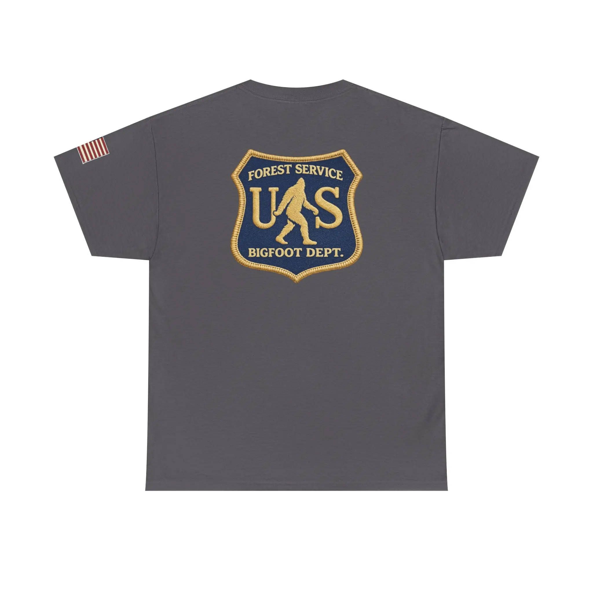 Bigfoot Forest Service Patch T-Shirt | Back Logo, Small Chest Emblem