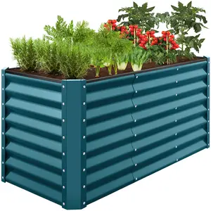 Best Choice Products 4x2x2ft Outdoor Metal Raised Garden Bed, Planter Box for Vegetables, Flowers
