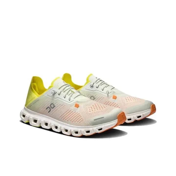 Breathable Mesh Pale Peach Bright Yellow Sports Shoes, Cushioned Comfort Street & Training Running Sneakers for Men Women
