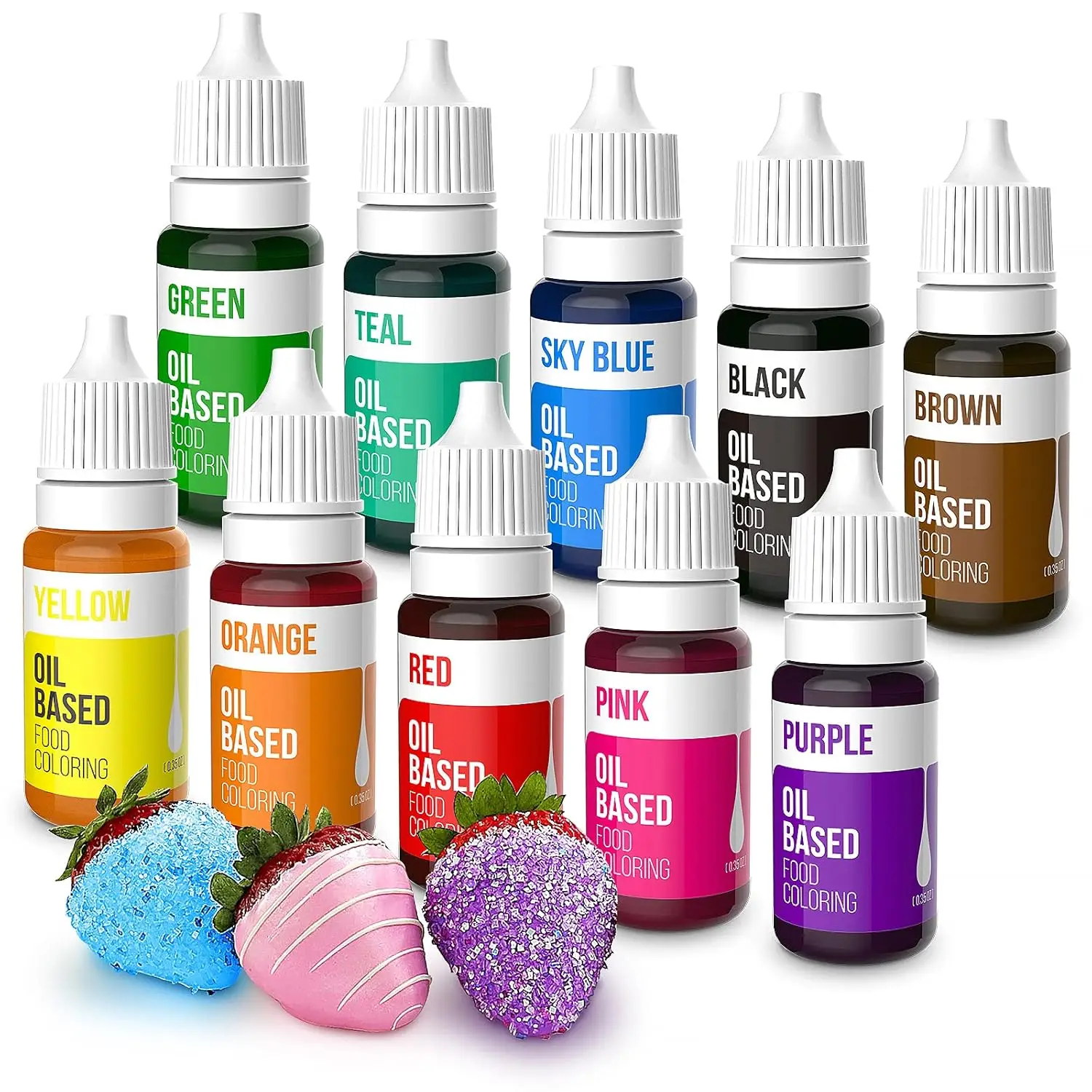 Food Coloring 10 set,Ideal for Chocolate, Candy Melts, Baking (Cakes, Cookies, Icing, Fondant, Meringues) 0.35 Fl. Oz Bottles Edible Food Dye Butter