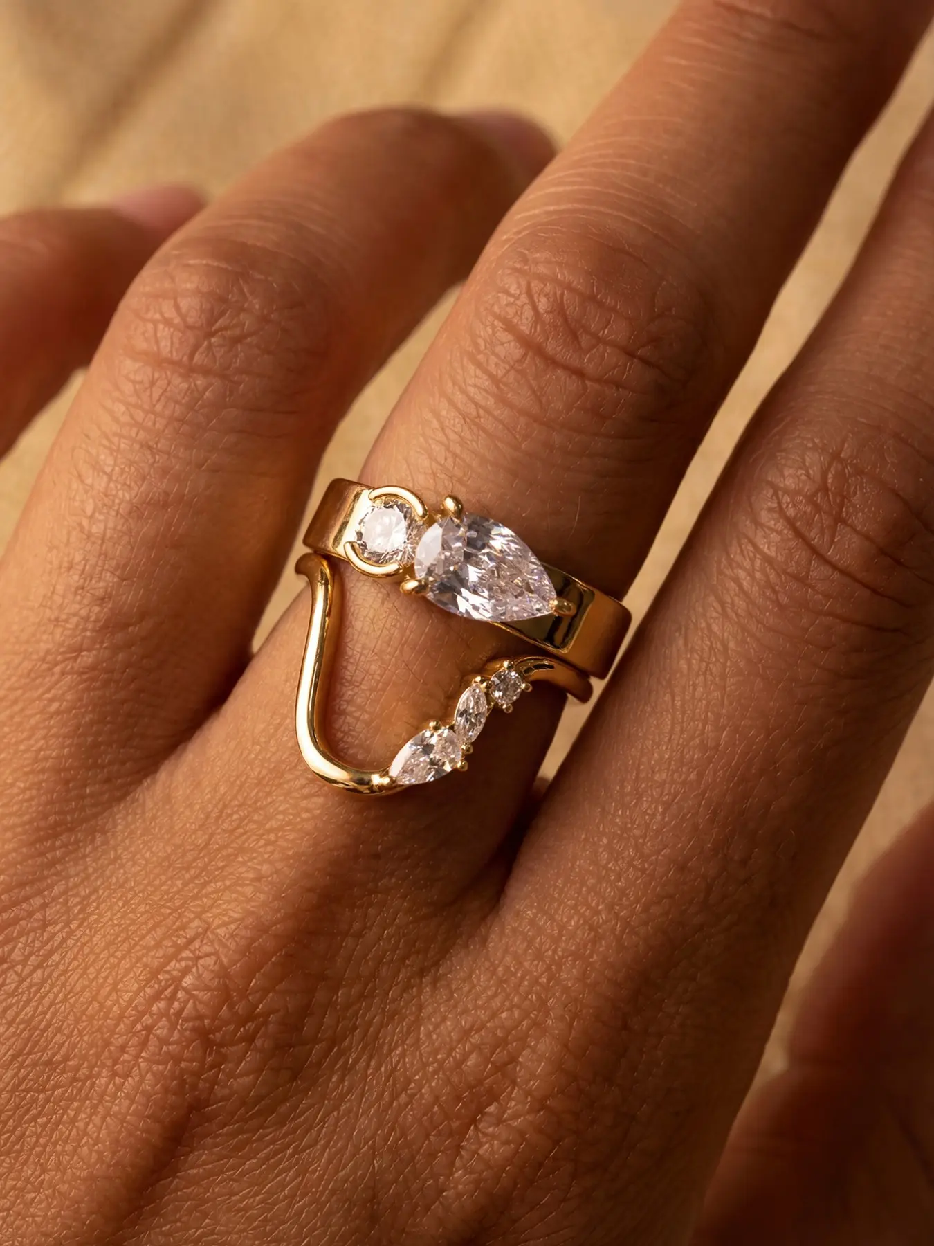 Women's Elegant Zirconia Ring Set, Stackable Rhinestone Rings, Fashion Jewelry Accessories, Perfect Gift for Parties & Daily Wear, Elegant Everyday Ring, Artificial Zircon Ring, Zircon Embellished Rings, Artificial Gemstone Ring