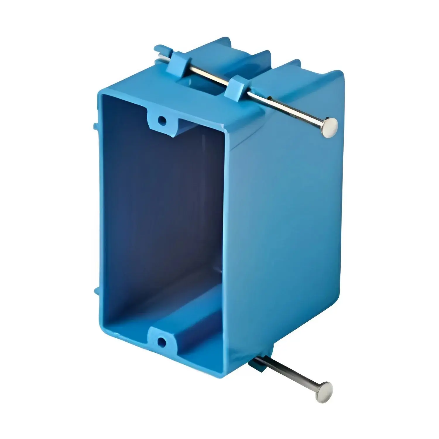 1-Gang 23 Cubic Inch PVC New Work Standard Electrical Wall Switch/Outlet Box, 4 Integral Clamps, Captive Nails, Easy Maintenance for New Work Projects, Compatible with Non-Metallic Sheathed Cables