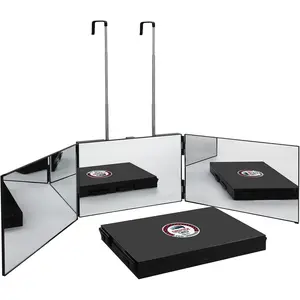 3 Way Mirror for Men or, 360 °   Trifold Self Haircut Mirror with, for Makeup, Styling, Shaving, Braiding, Dye Hair (Black Led)