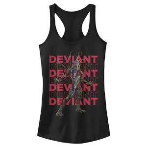 Juniors Womens Marvel Eternals Kro Deviant Repeating Racerback Tank Top