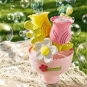 Flower Bubble Machine, Automatic Bubble Maker with Lights, Indoor Outdoor Play for Birthday Wedding Party