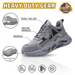 Puncture Proof Women's Work Boots Steel Toe Safety Breathable Lightweight Shoes Slip-Resistant All-Day Comfort Industrial Construction Protective Footwear for Lady Working Warehouse Factory