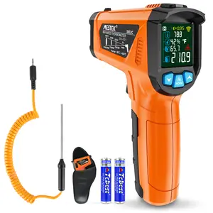 Mestek IR02C Infrared Thermometer -58°F~1472°F or -50~800 degree With Temperature Probe Color Display Laser Thermometer Light Alarm Thermometer