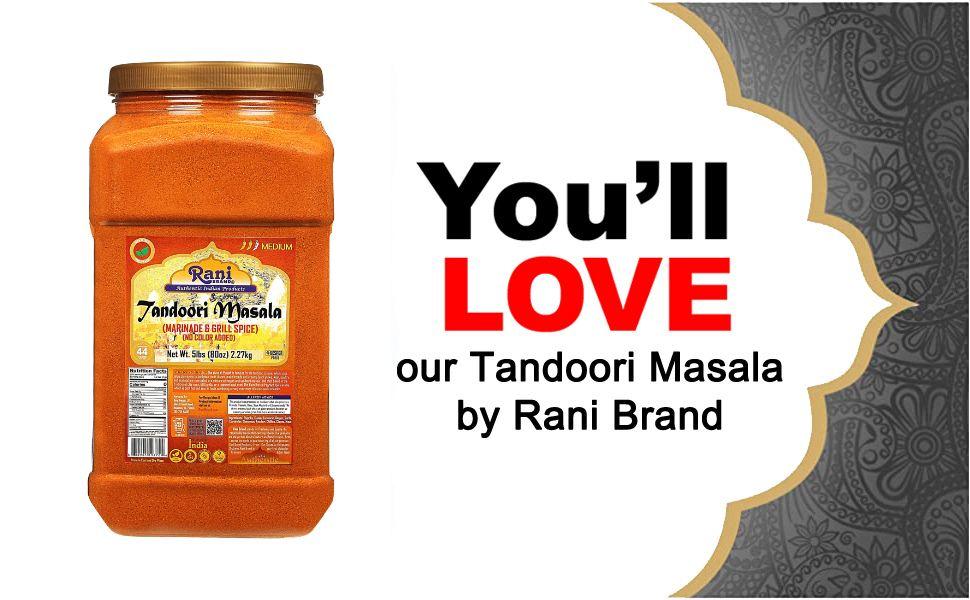 Rani Tandoori Masala (Natural, No Colors Added) Indian 11-Spice Blend 80oz (5lbs) 2.27kg Bulk PET Jar ~ Salt Free | Vegan | Gluten Friendly | NON-GMO | Kosher | Indian Origin Rani Tandoori Masala (Natural, No Colors Added) Indian 11-Spice Blend 80oz (5lbs) 2.27kg Bulk PET Jar ~ Salt Free | Vegan | Gluten Friendly | NON-GMO | Kosher | Indian Origin