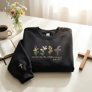 By His Grace Embroidered Sweatshirt – Verse Christian Faith Sweatshirt Gift for Birthday, Valentine, or Special Occasions Multicolor