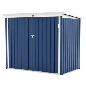 Garvee 80 Cu.Ft Outdoor Storage Shed and Trash Storage Box with Lockable Door and Sloped Roof, Multi-Use Galvanized Steel Cabinet for Yard, Garden, and Patio, Measuring 5.8x3.3 FT