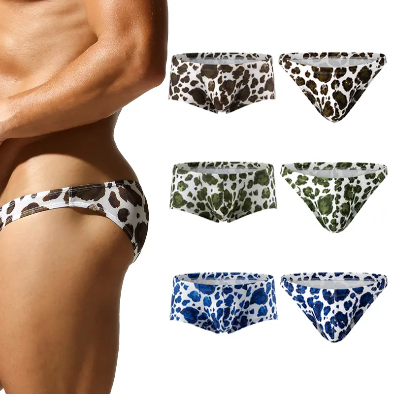 SEOBEAN 3 Pack / 1 Pack Men’s Stretch Underwear, Cow Print Low Rise Underpants with Contoured Pouch, Lightweight Printed Athletic Style Underwear-250213/250105