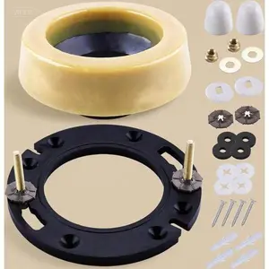 PVC Toilet Flange Repair Kit for 3" or 4" Pipes - Heavy Duty Wax Ring Replacement with Bolts - Universal Fit for Toilet Installation - Durable Extra Thick Flange - Includes All Necessary Hardware