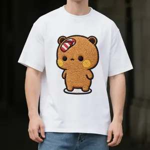 Cartoon simulation teddy bear pattern T-shirt, cute, creating a unique dressing style, urban street style, suitable for men, women, mothers and friends, couple style, fashionable and loose, young and energetic, men's daily wear top