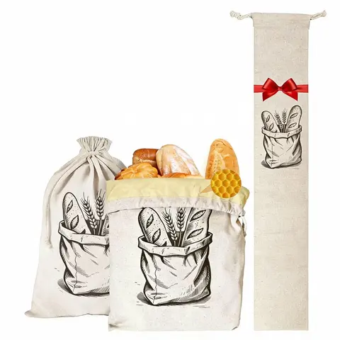 Cotton & Beeswax Linen Bread Bags (2x Large 13"x17"), Reusable XL Kitchen Storage for Sourdough & Artisan Loaves, Eco-Friendly Potluck Gift for Homemade Bread Bakers