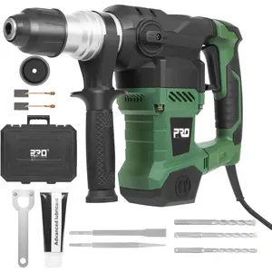 1-1/4" SDS-Plus Rotary Hammer, 13 Amp  , 4 Functions Rotary Hammer Drill with Case, Including , Chisels, Drill Bits, for Concrete, Steel,