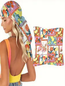 Elegant Orange Lemon Cherry Motif Scarf, Ultra Soft & Lightweight, Versatile Square Wrap for Headband, Hair Scarf, Neck & Shoulder, Beach Party & Vacation Accessory