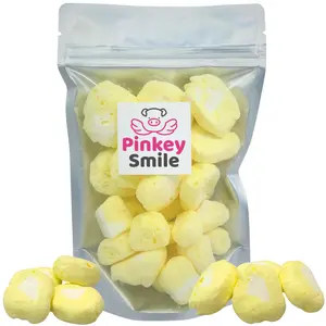 Freeze Dried Candy Lemon Cream Salt Water Taffy 2 oz - Cut To Bite Sized Pieces - Ships In Box - Deliciously Crunchy, Intense Flavor, Lightweight Snack
