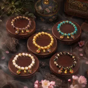 LUMAWU 10mm Natural Gold Foil Incense Ash Glazed Glass Exquisite Bracelet, Feng Shui Wealth-Protection Energy Healing Bracelet, Fashion Jewelry for Men & Women, Lucky Charm Fortune Gift