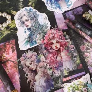 Retro Story Silent Forest Immortal Series Material Pack, Vintage European Character Materials for Journal Decoration, 6 Designs