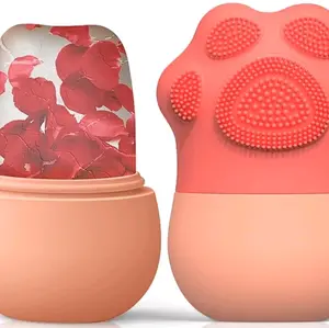 Mold Ice Roller for face and Eyes, ice face Roller,for face and Eyes,De-Puff Eye Bags,Reduce Migraine Pain,Reusable Massage Silicone Ice Roller Skincare tools, Pink.Daily Rejuvenating Soothing Therapy  Face Slimming Manual Face Lifting Cleaning Tools