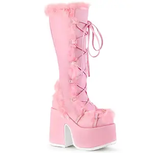 Demonia Camel-311 Pastel Pink Vegan Leather Knee-high Boots Demonia Camel-311 Pastel Pink Vegan Leather Knee-high Boots