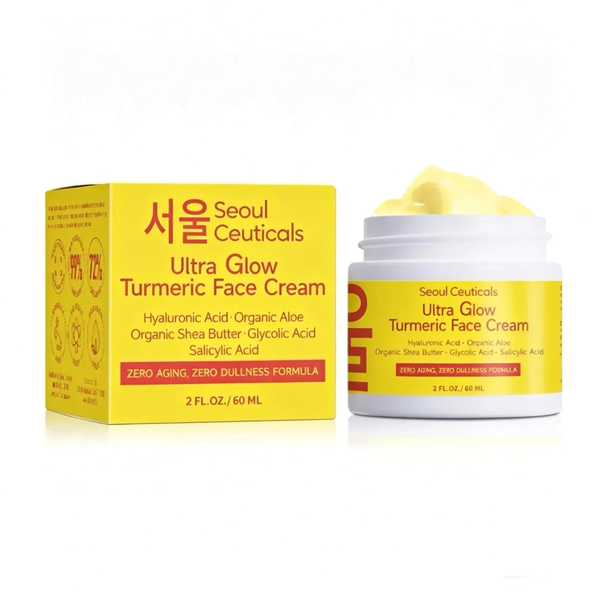 Ultra Glow Turmeric Brightening Face Cream – Dark Spot Corrector & Radiance Booster for Dull, Uneven Skin | Soothing K-Beauty Glow Moisturizer with Hyaluronic Acid for a Glass Skin Complexion