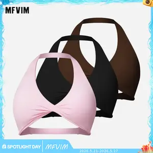 MFVIM Women's sports underwear, sexy hanging neck twist design sports underwear built-in bra pads, comfortable and skin-friendly, four seasons can wear, running gym workout sports underwear