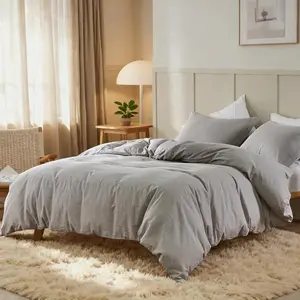 Simple&Opulence French Linen Cotton Blend Duvet Cover Set,  Natural French Flax Linen Duvet Cover, Breathable Soft Comfy Linen Bedding Comforter Cover with Pillowcase, memorial day
