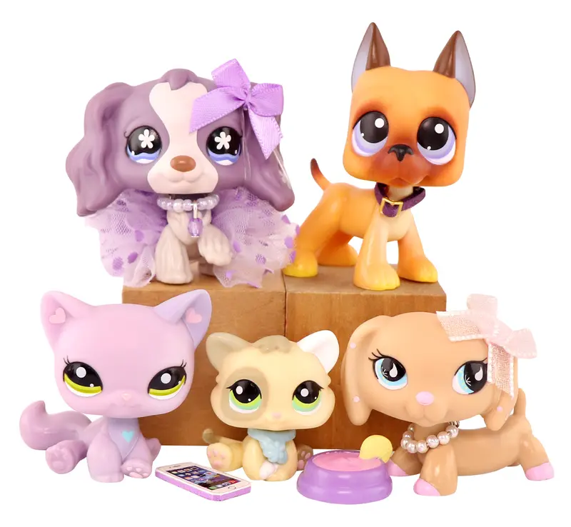 5 PCS Pet Shop LPS Dogs and Cats Collectable with Accessories - Toy Collect Kids Pets Cute