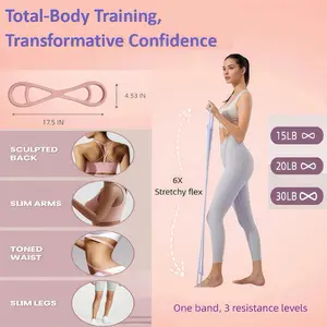 VibeGear Adjustable 8-Shaped Resistance Bands | 15-20-30LB | TPE Latex-Free | for Home Gym, Yoga, Stretching & Full Body Workouts