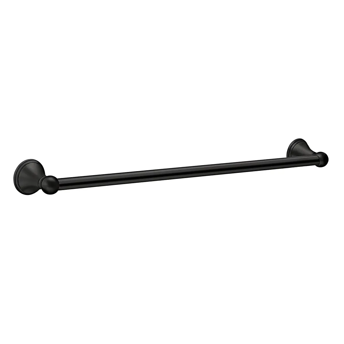 Moen 24 in. Preston Wall Mount Matte Black Stamped Steel Towel Bar, Corrosion-Resistant Bathroom Fixture with Template, Holds Towels, Includes Hardware, for Indoor Use