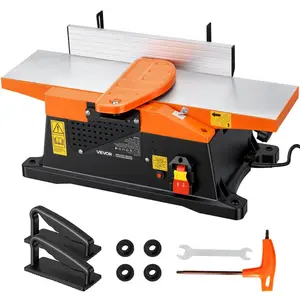 VEVOR Benchtop Jointer, 6 in, 2 HP 12000 RPM Bench Top Wood Jointer, with Straight Cutterhead, 2 HSS Blades, 6x 23 in Cast Aluminum Table, Up to 1/8 in Depth, Adjustable Fence, for Woodworking DIY