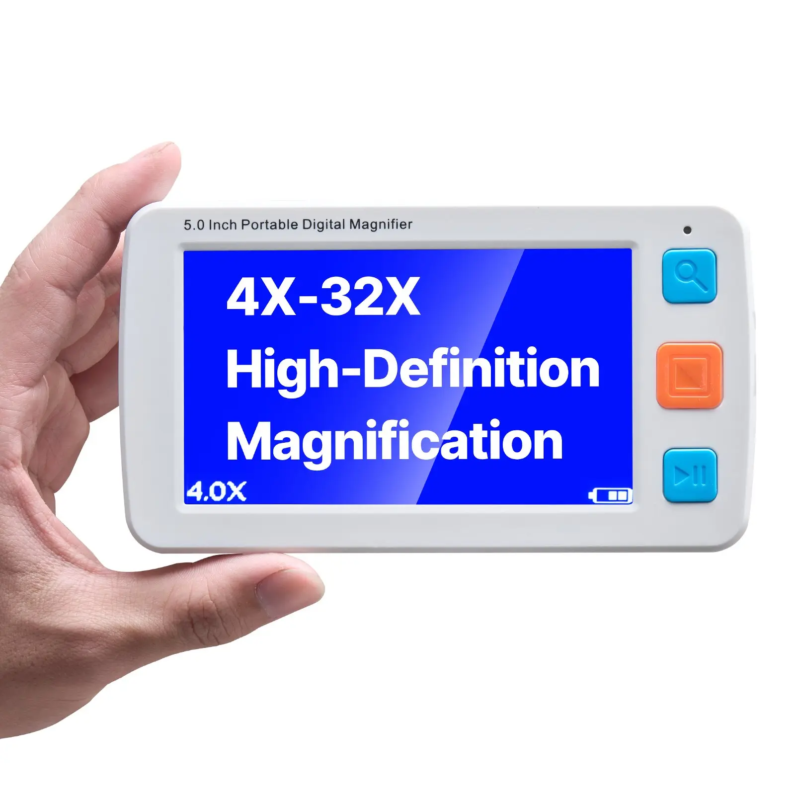 VEVOR Portable Digital Magnifier, 5-inch HD Electronic Video Magnifier for Low Version, 4X - 32X Zoom Electronic Reading Aid with 17 Color Mode, AV Output, Foldable Handle 5-Level Screen Brightness