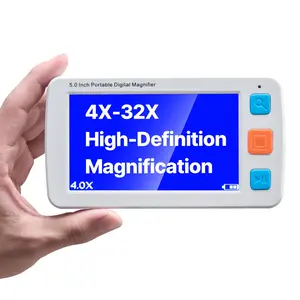 VEVOR Portable Digital Magnifier, 5-inch HD Electronic Video Magnifier for Low Version, 4X - 32X Zoom Electronic Reading Aid with 17 Color Mode, AV Output, Foldable Handle & 5-Level Screen Brightness