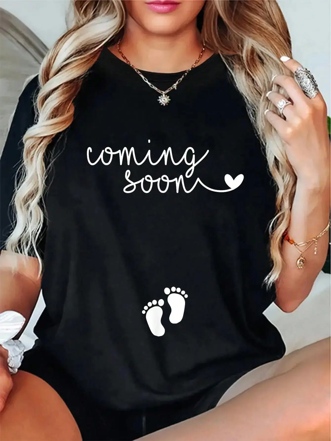 Cotton Casual Tshirt Pregnancy Announcement For Pregnant Mom To Announce Pregnant T-Shirt